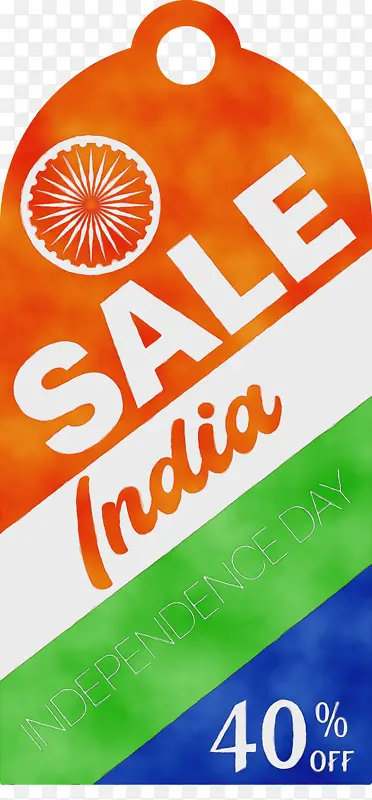 印度独立日销售标签 水彩 油漆