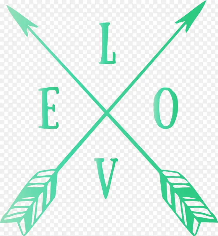爱情十字箭 文字可爱箭 水彩