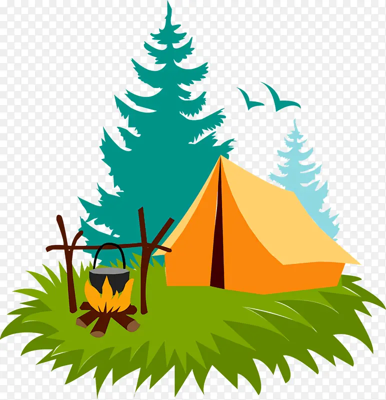 露营 圣诞树 帐篷