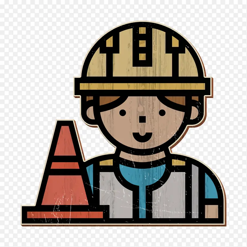 交通锥图标 警告图标 建筑工人图标