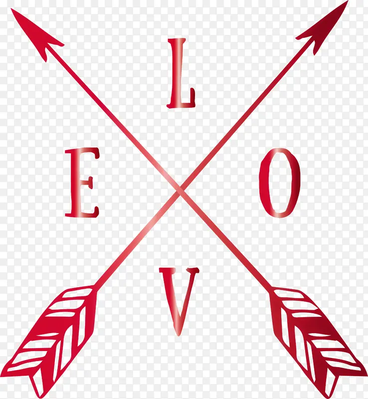 爱情十字箭 文字可爱箭 线条艺术