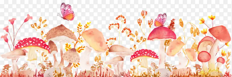 水彩画 真菌 蘑菇