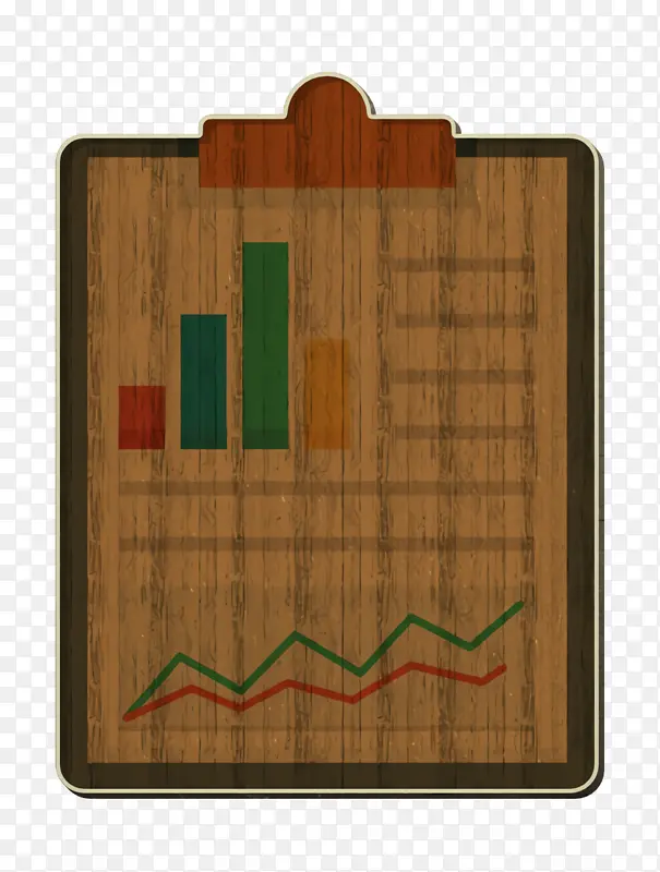 银行和金融图标 报告图标 木材着色