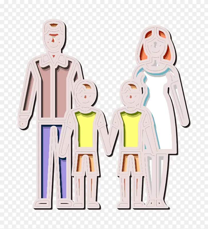 线性颜色家庭图标 母亲图标 家庭图标