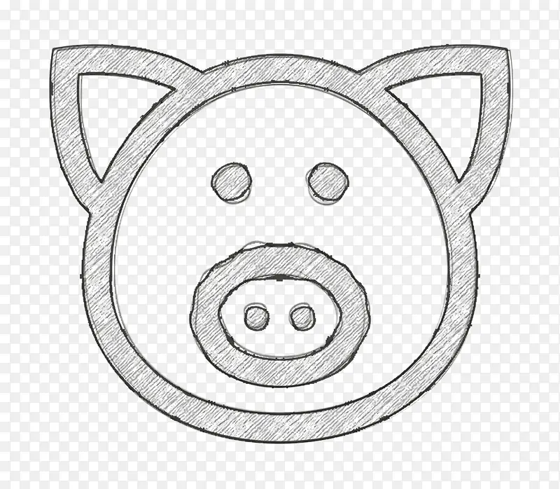 猪图标 动物图标 线条艺术