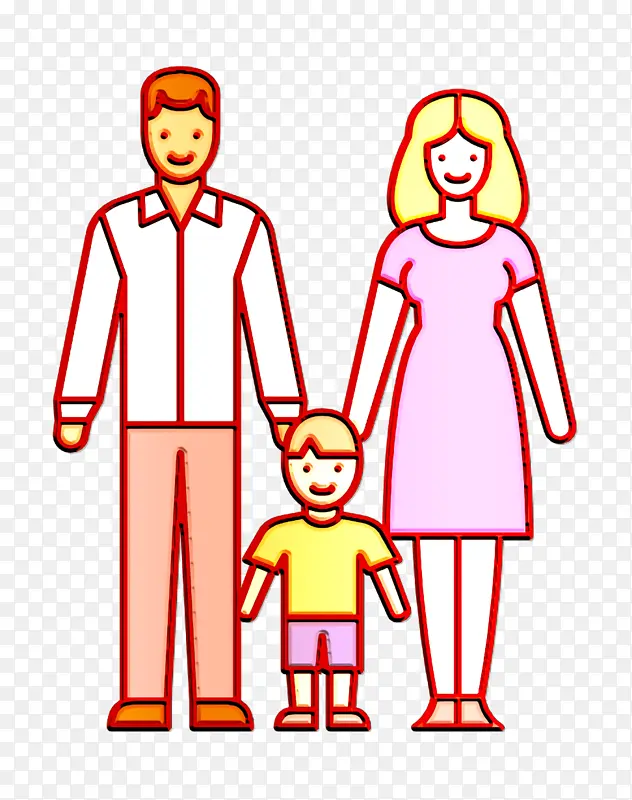 家庭图标 儿童图标 线性彩色家庭图标