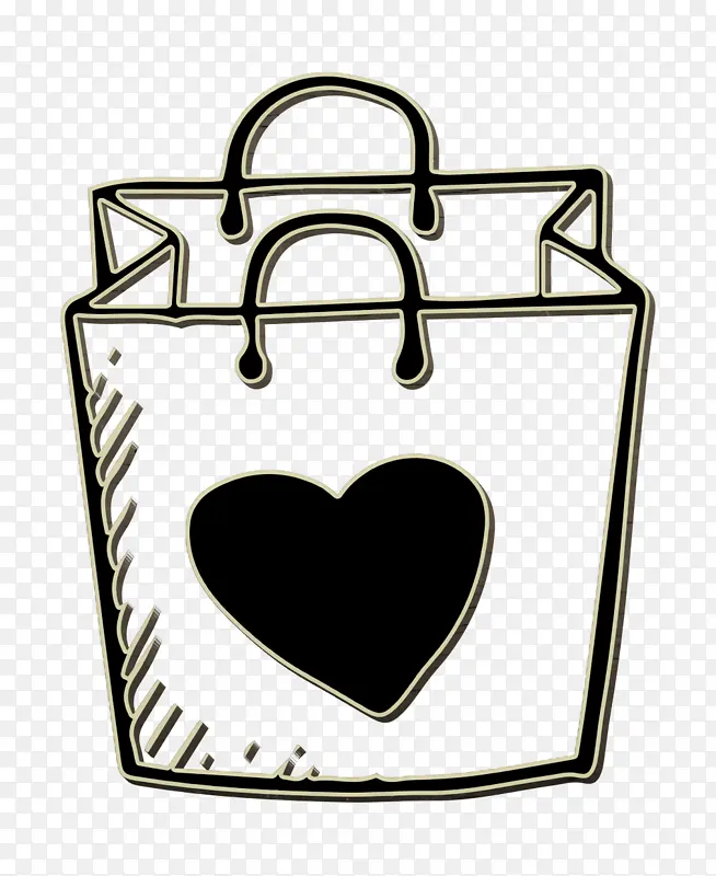 购物袋图标 商业图标 手绘爱情元素图标
