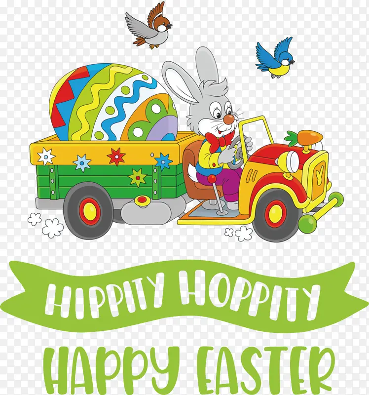 复活节快乐汽车卡车复活节兔子开车免版税海报