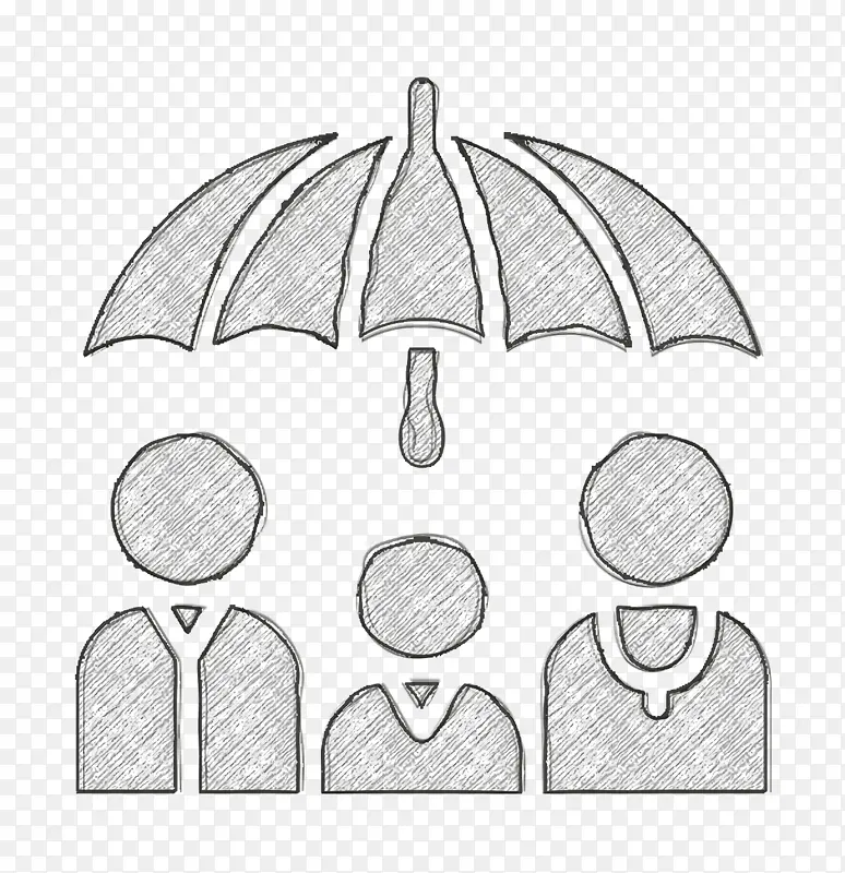 雨伞图标 保险图标 线条艺术