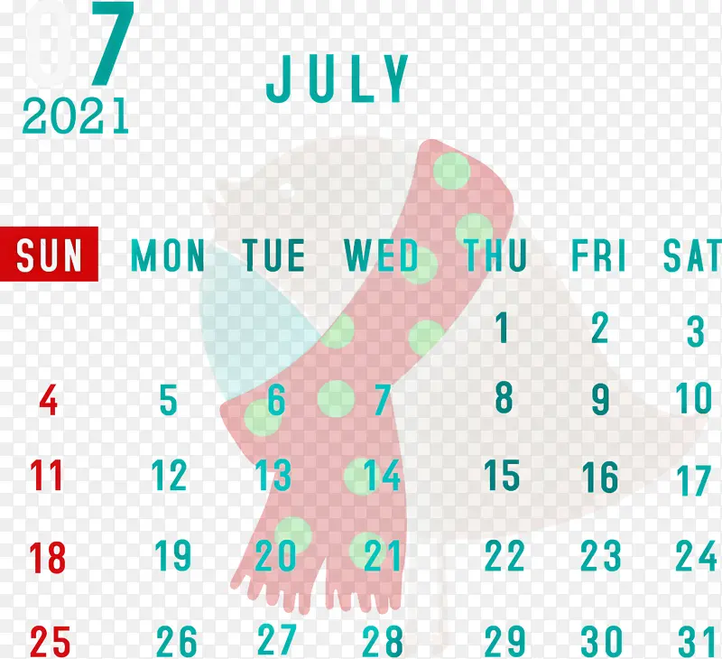 七月日历 徽标 图表