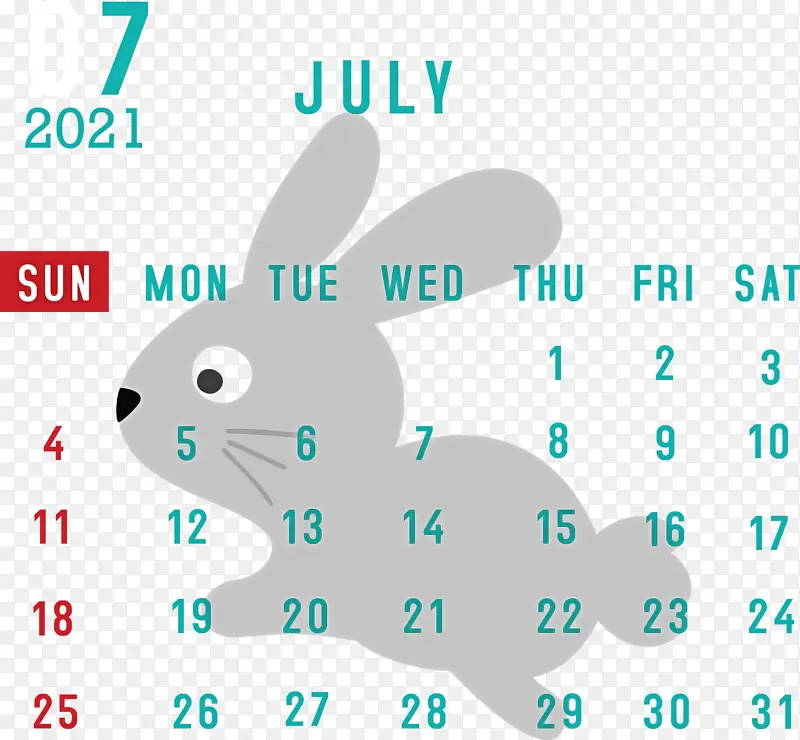 七月日历 兔子 标志