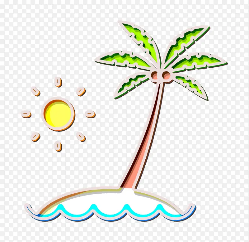 岛屿图标 夏季销售图标 叶