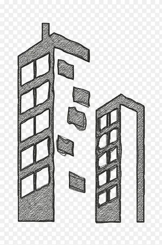 城镇图标 建筑图标 黑白