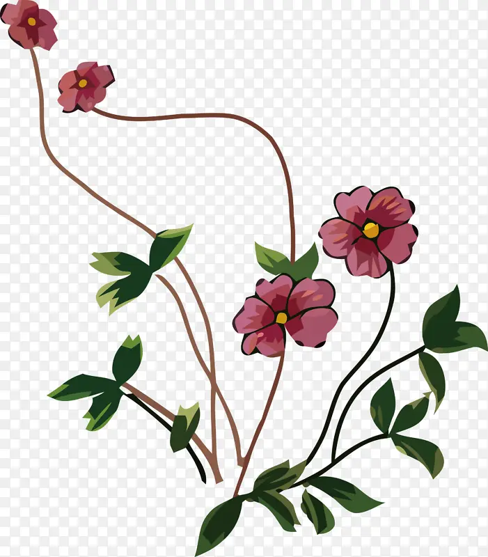 水彩花 花卉设计 植物茎