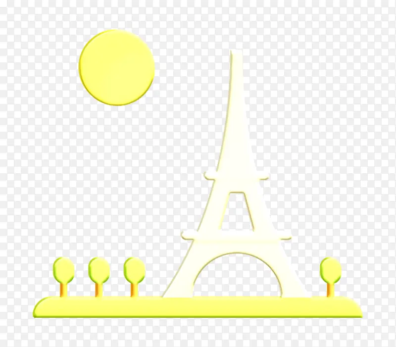旅游图标 巴黎图标 黄色