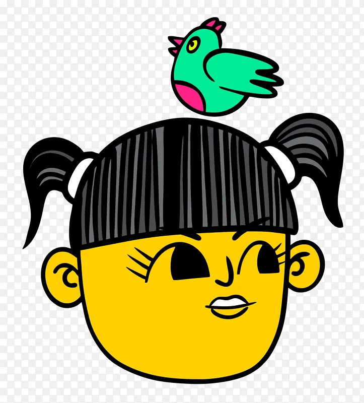 卡通头 叶子 黄色