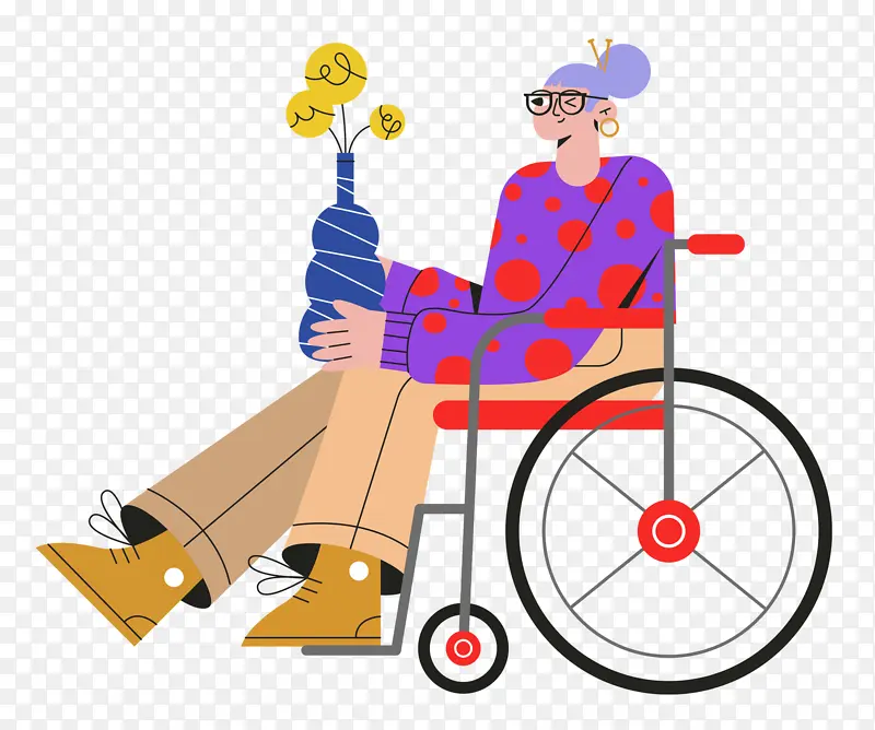 轮椅 坐着 卡通