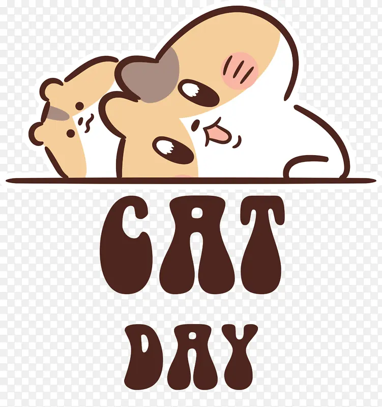 国际猫日 卡通 标志