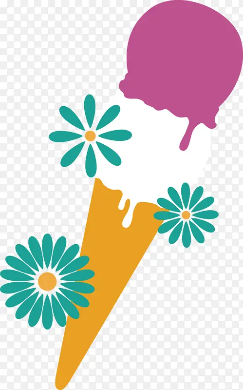冰淇淋 叶子 花卉设计