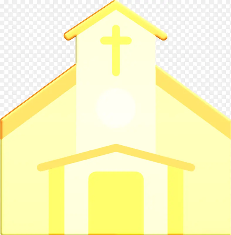 婚礼图标 教堂图标 黄色