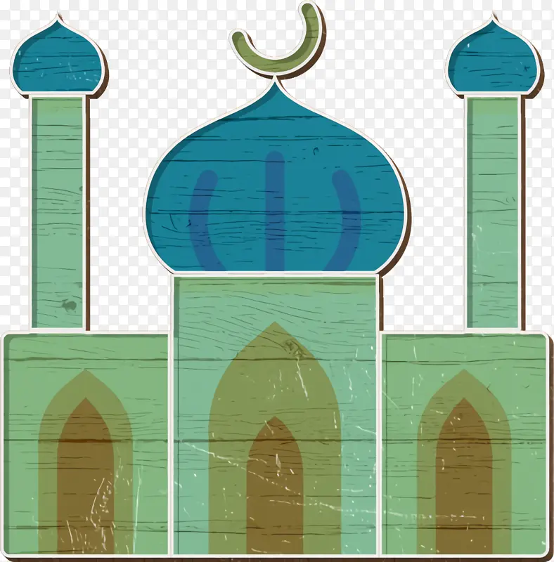 清真寺图标 文化图标 青色