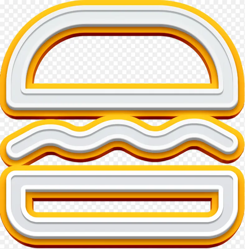 汉堡图标 黄色 线条