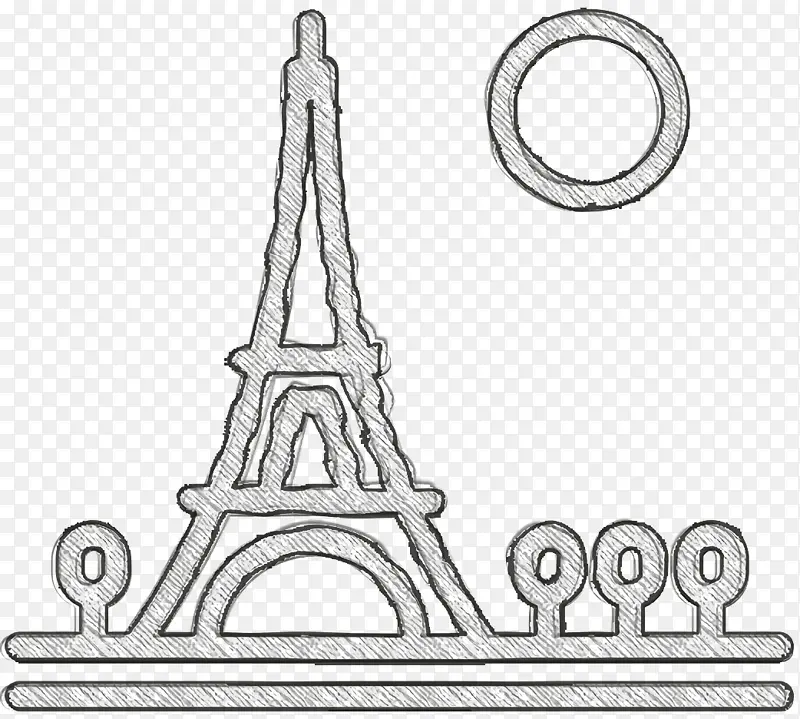 巴黎标志 旅游标志 线条艺术