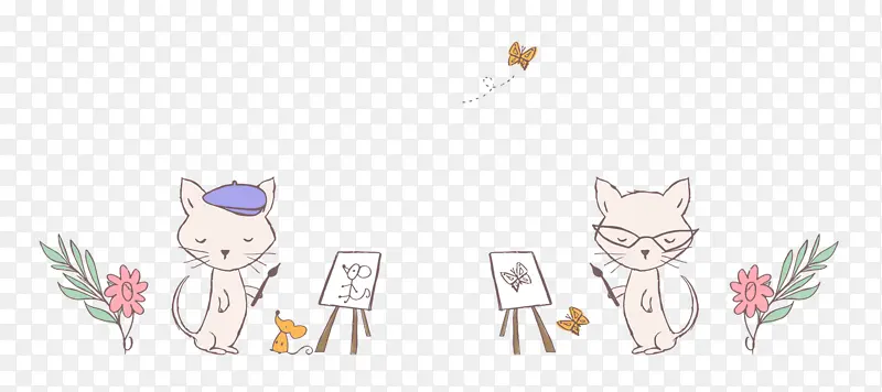 卡通猫 猫 线条艺术