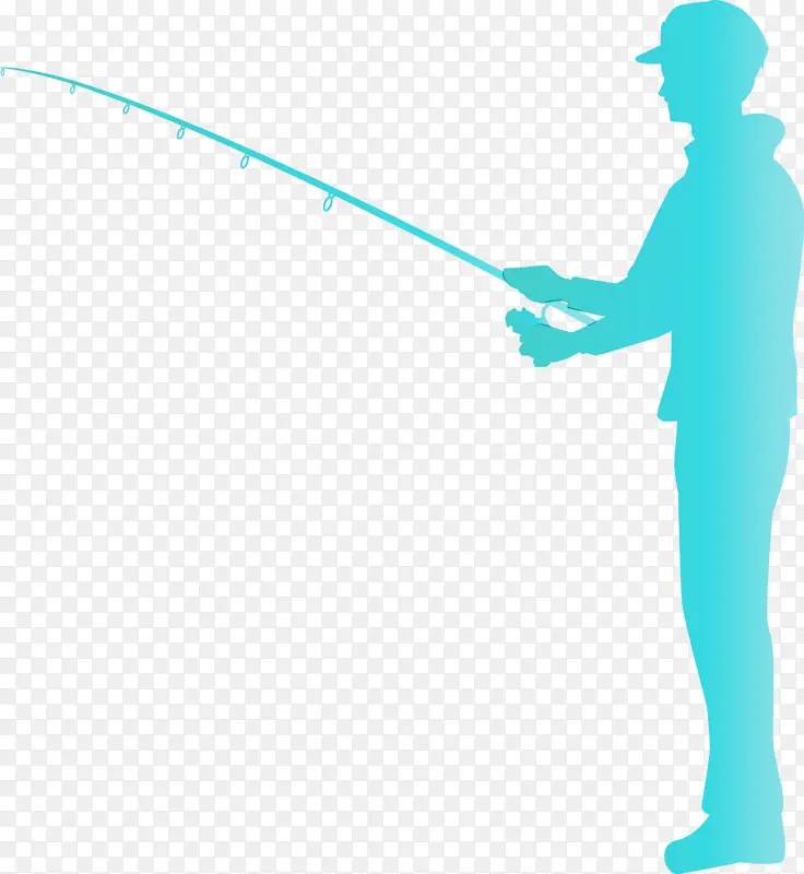 渔民 钓鱼 水彩画