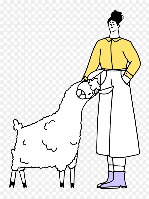羊驼 线条艺术 连衣裙