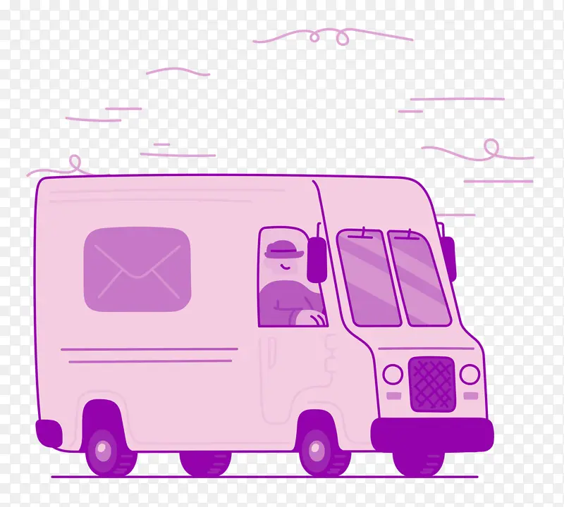 驾驶 紫色 卡通