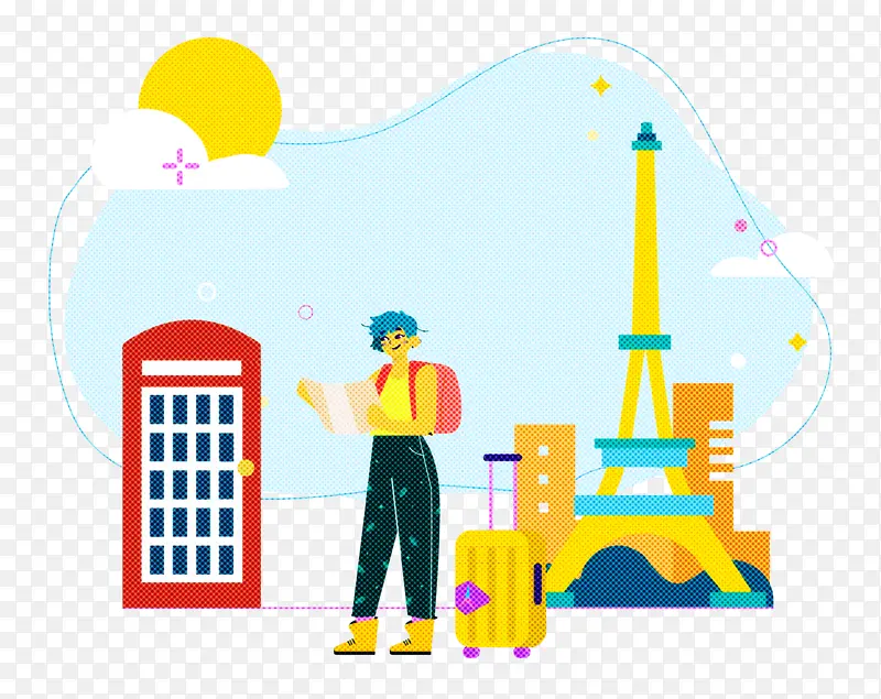 巴黎 旅游 卡通