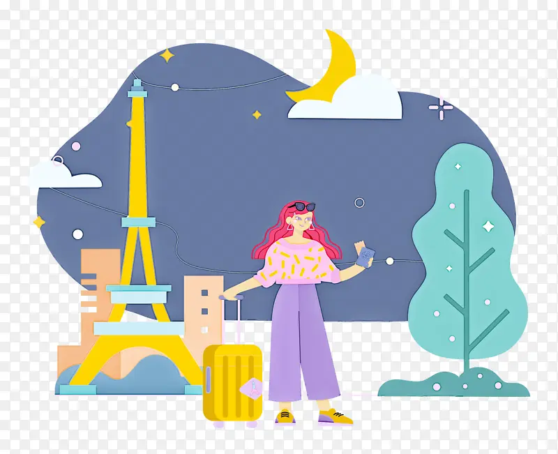 巴黎 旅游 卡通