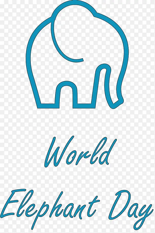 世界大象日 徽标 线条