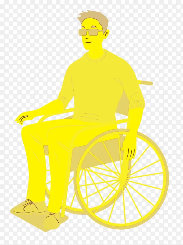 坐 轮椅 水彩画