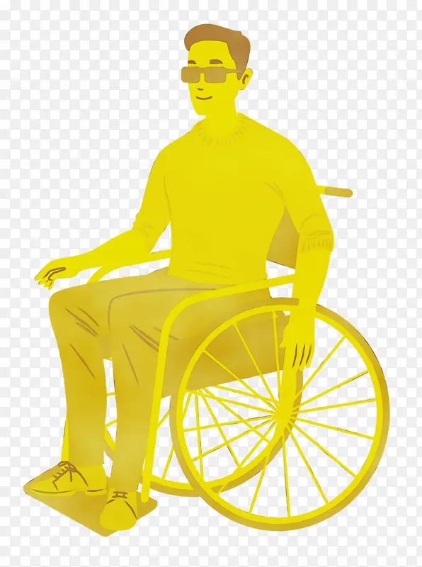 坐 轮椅 水彩画