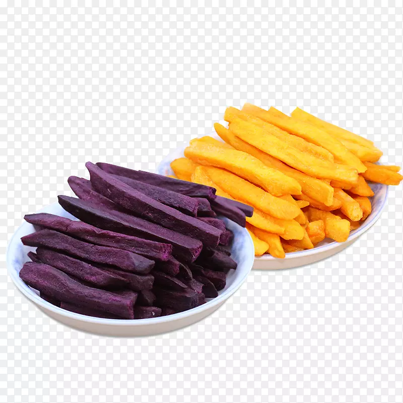 两碟子紫薯干和地瓜干特产小吃设