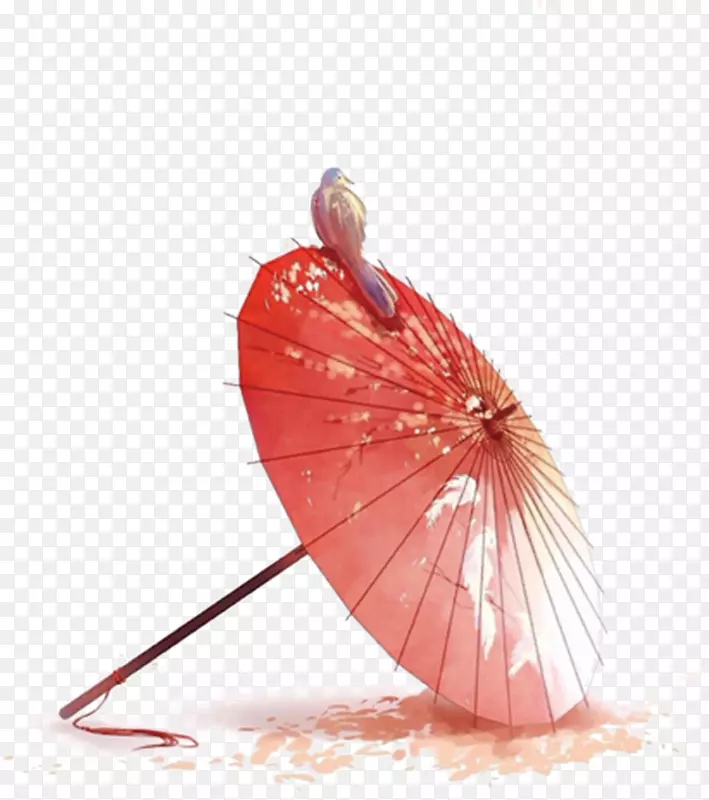 红色中国风清新纸伞