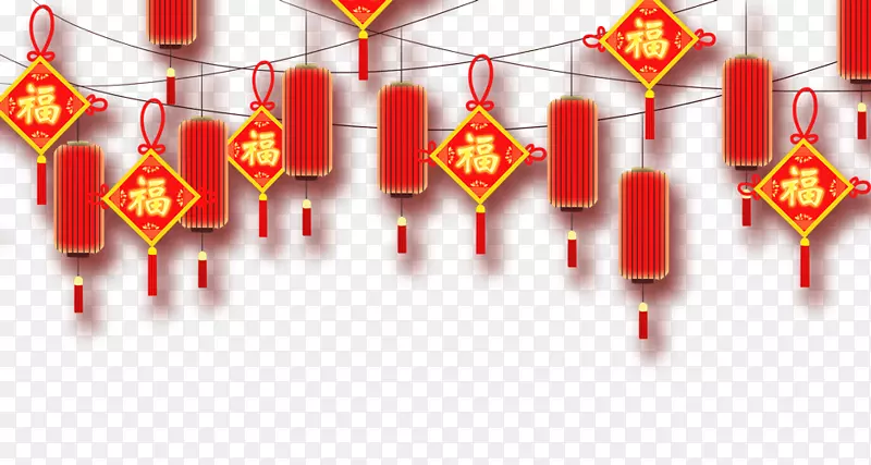 春节红色喜庆红灯笼福字挂饰装饰