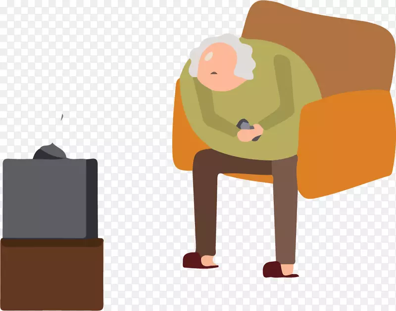 原创孤独的老人在看电视