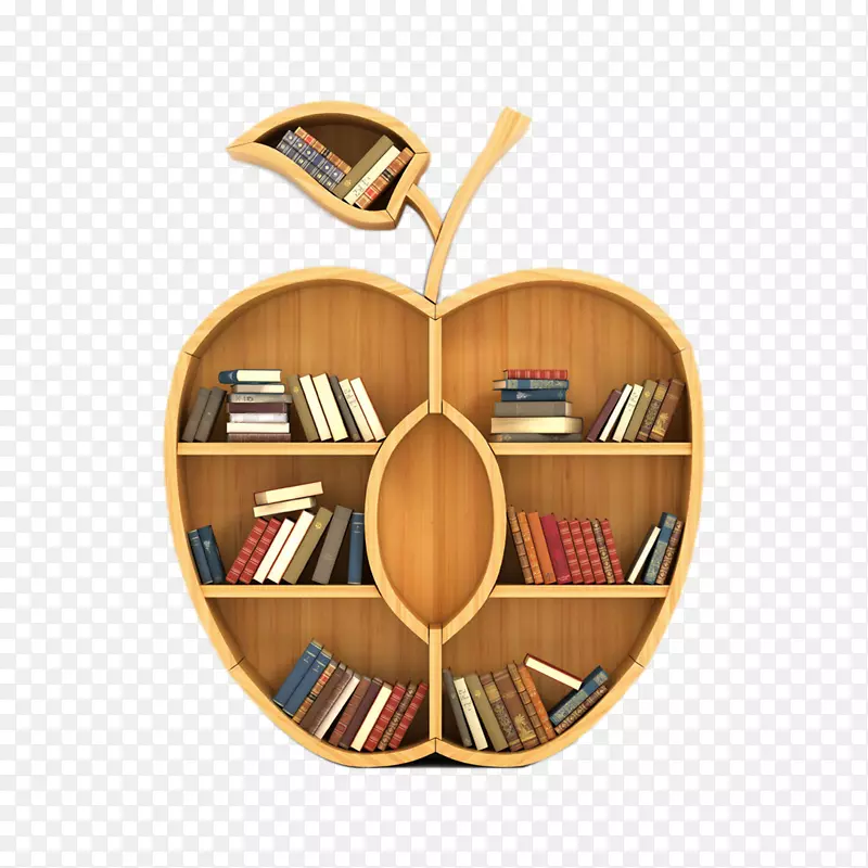 卡通手绘苹果书架