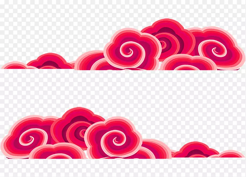 红色手绘祥云中国风装饰图案
