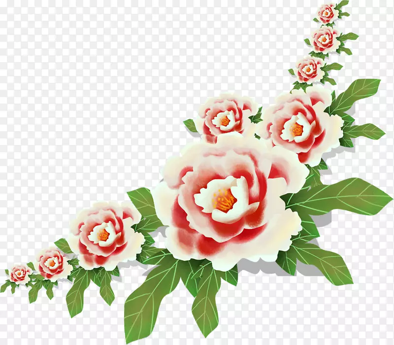 手绘装饰牡丹花卉元素