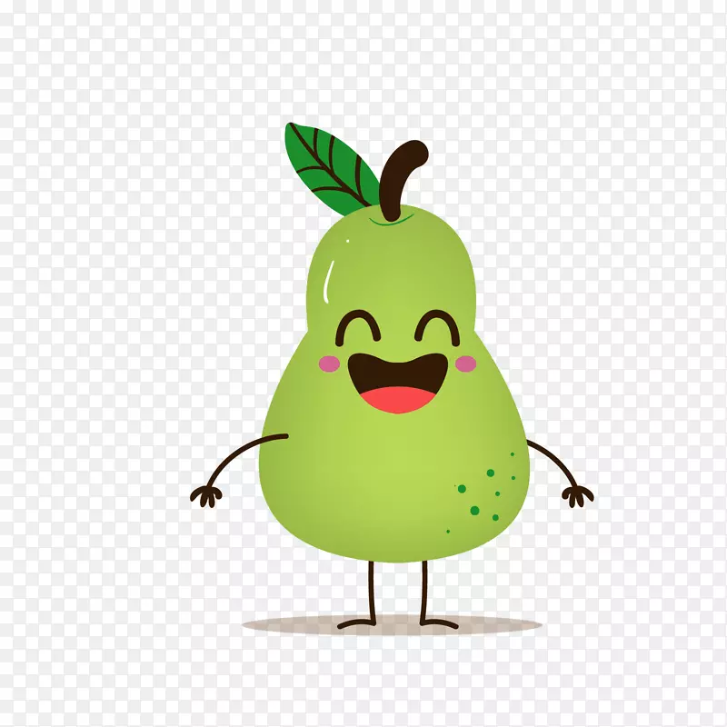 绿色卡通笑容梨子水果