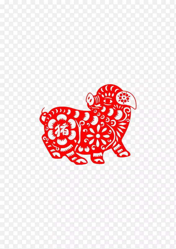 2019剪纸猪元素