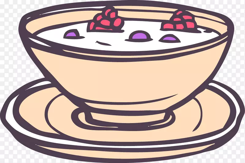 卡通手绘线条水果酸奶