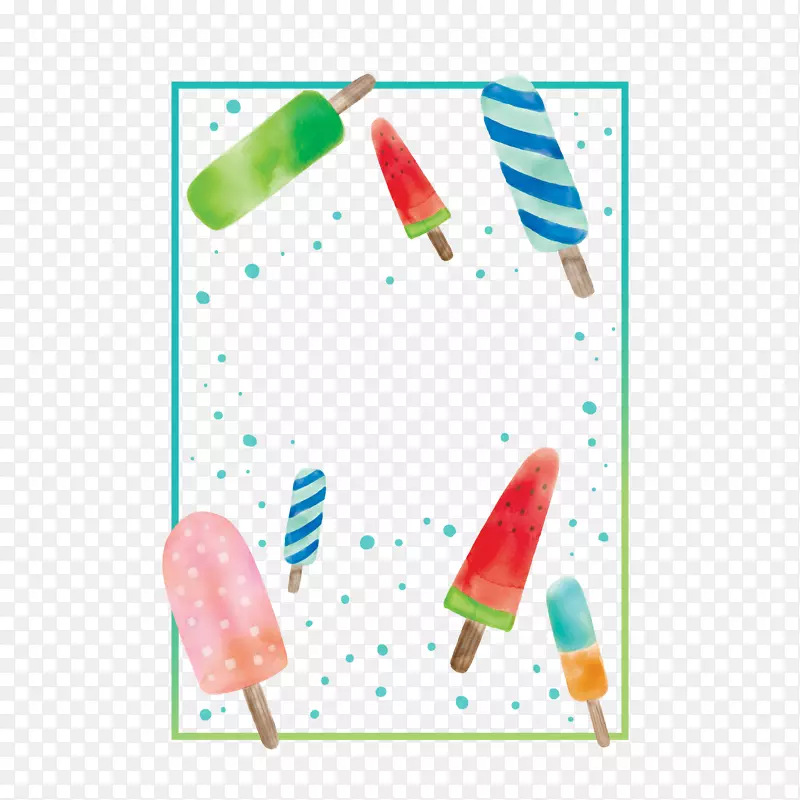 水彩绘夏季雪糕卡片矢量图