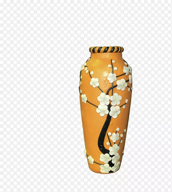 黄色中国风花瓶装饰图案
