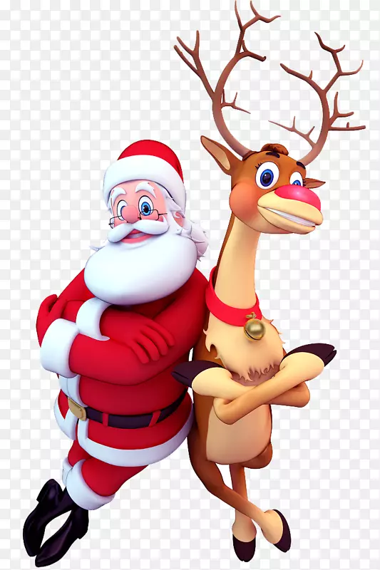 圣诞老人与可爱的驯鹿