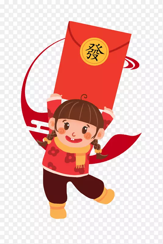 卡通新年发财红包人物素材